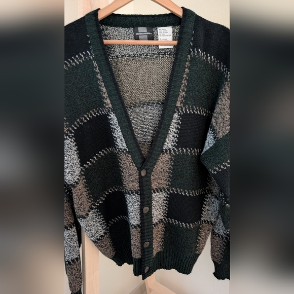 Vintage Expressions Cosby Plaid Eclectic Grandpa Sweater Cardigan, Sz M - Picture 4 of 6